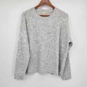 Legendary Outfitters Gray Crew Neck Cabke Knit Cozy Sweater Womens Large New